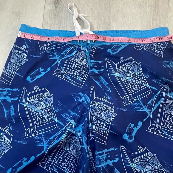 Bud Light Men’s Blue Swimming Trunks with Built in Mesh Briefs Size XL - Picture 2 of 9